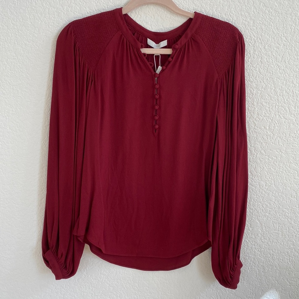 NWT Joie Red Blouse Front Button Detail long Sleeve XXS